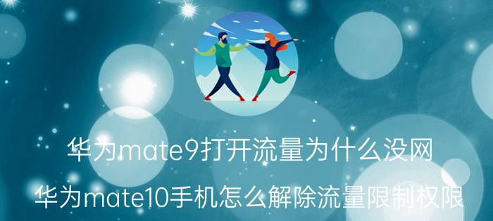 华为mate9打开流量为什么没网 华为mate10手机怎么解除流量限制权限？